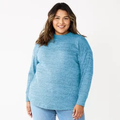 Plus Size Sonoma Goods For Life® Mockneck Waffle Top -SONOMA Store 5686673 Navy