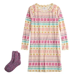 Women's Sonoma Goods For Life® 2-pc. Long Sleeve Crewneck Sleepshirt & Socks Set -SONOMA Store 5690614 ALT5