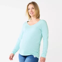 Maternity Sonoma Goods For Life® Essential Long Sleeve V-Neck Tee -SONOMA Store 5691532 Blue