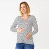 Maternity Sonoma Goods For Life® Long Sleeve Knotted Thermal Top -SONOMA Store 5698993 Black And White Stripe