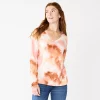 Petite Sonoma Goods For Life® Everyday Long Sleeve V-Neck Top 2 Petite Sonoma Goods For Life® Everyday Long Sleeve V-Neck Top -SONOMA Store 5705363 Pink Neutral Tie Dye