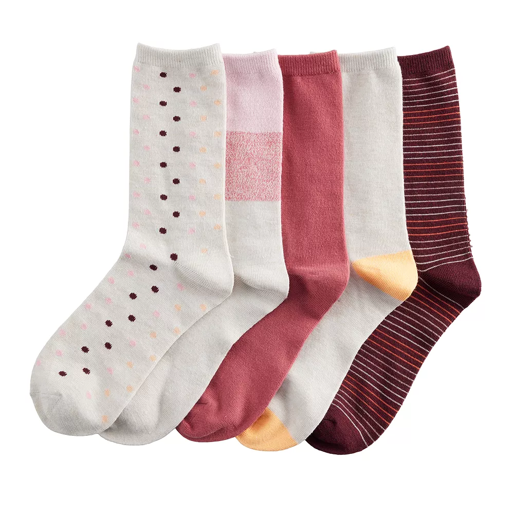 Sonoma Goods For Life® 5 Pack Stripes & Dot Crew Socks 4 Sonoma Goods For Life® 5 Pack Stripes & Dot Crew Socks - Image 2