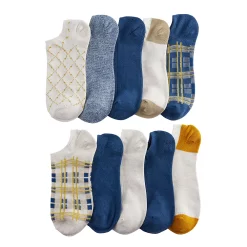Sonoma Goods For Life® 10 Pack Check Pattern No Show Socks -SONOMA Store 5744058 Punchy Plaid