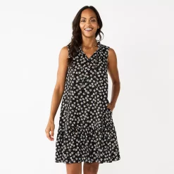 Women's Sonoma Goods For Life® Tiered Sleeveless Dress -SONOMA Store 5748599 Black Floral