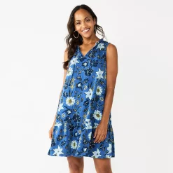 Women's Sonoma Goods For Life® Tiered Sleeveless Dress -SONOMA Store 5748599 Blue Floral