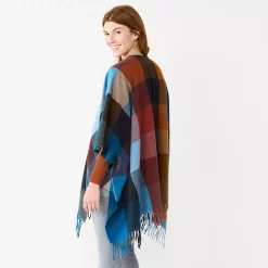 Women's Sonoma Goods For Life® Spokane Plaid Topper With Fringe -SONOMA Store 5796222 ALT