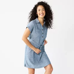 Women's Sonoma Goods For Life® Henley Shirt Dress -SONOMA Store 5804278 Blue
