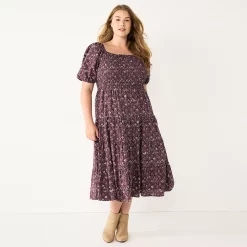 Plus Size Sonoma Goods For Life® Smocked Tiered Midi Dress