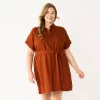 Plus Size Sonoma Goods For Life® Henley Shirt Dress -SONOMA Store 5805994 Brown Chili