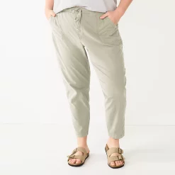 Plus Size Sonoma Goods For Life® Paperbag Waist Capri Pants -SONOMA Store 5812634 Light Gray