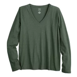 Women's Sonoma Goods For Life® Everyday Adaptive & Easy Dressing V-Neck Long Sleeve Top -SONOMA Store 5816145 Gray Green