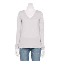 Women's Sonoma Goods For Life® Everyday Adaptive & Easy Dressing V-Neck Long Sleeve Top -SONOMA Store 5816145 Light Gray