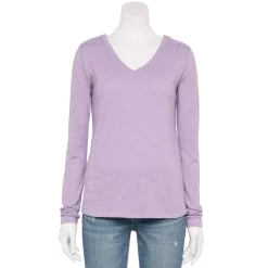 Women's Sonoma Goods For Life® Everyday Adaptive & Easy Dressing V-Neck Long Sleeve Top -SONOMA Store 5816145 Light Purple