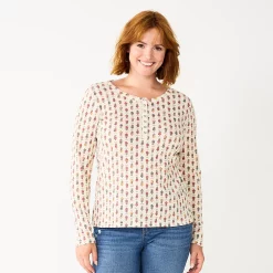 Women's Sonoma Goods For Life® Essential Henley Top 17 Women's Sonoma Goods For Life® Essential Henley Top -SONOMA Store 5816147 Cream Floral