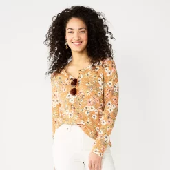 Women's Sonoma Goods For Life® Essential Henley Top 14 Women's Sonoma Goods For Life® Essential Henley Top -SONOMA Store 5816147 Gold Floral