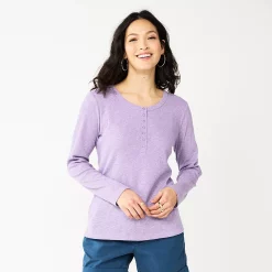 Women's Sonoma Goods For Life® Essential Henley Top 16 Women's Sonoma Goods For Life® Essential Henley Top -SONOMA Store 5816147 Light Purple
