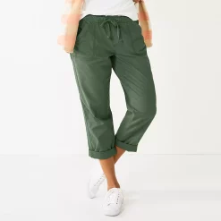 Women's Sonoma Goods For Life® Paperbag Waist Capri Pants -SONOMA Store 5817195 Olive Green