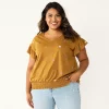 Plus Size Sonoma Goods For Life® Banded Bottom Ruffle Sleeve Top 2 Plus Size Sonoma Goods For Life® Banded Bottom Ruffle Sleeve Top -SONOMA Store 5819597 Yellow Floral