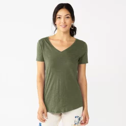Women's Sonoma Goods For Life® Essential V-Neck Tee -SONOMA Store 5824995 Olive