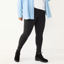 Plus Size Sonoma Goods For Life® Essential Mid-Rise Leggings -SONOMA Store 5840241 Dark Gray