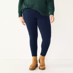 Plus Size Sonoma Goods For Life® Essential Mid-Rise Leggings -SONOMA Store 5840241 Navy
