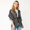 Women's Sonoma Goods For Life® Striped Tie-Front Ruana -SONOMA Store 5878386 Black Ink
