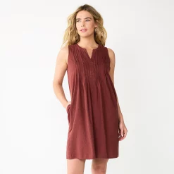 Women's Sonoma Goods For Life® Sleeveless Pintuck Tank Dress -SONOMA Store 5903884 Maroon
