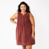 Plus Size Sonoma Goods For Life® Sleeveless Pintuck Tank Dress -SONOMA Store 5905594 Maroon