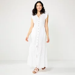 Women's Sonoma Goods For Life® Ruffle Sleeve Smocked Maxi Dress -SONOMA Store 5921689 White