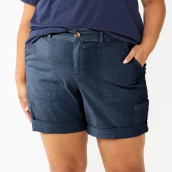 Plus Size Sonoma Goods For Life® Comfort Waist Utility Bermuda Shorts -SONOMA Store 5927089 Navy