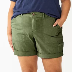 Plus Size Sonoma Goods For Life® Comfort Waist Utility Bermuda Shorts -SONOMA Store 5927089 Olive