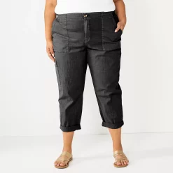 Plus Size Sonoma Goods For Life® Cargo Utility Capri Pants -SONOMA Store 5927176 Black