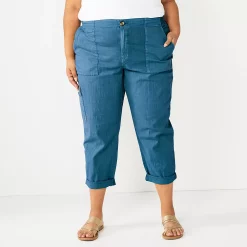 Plus Size Sonoma Goods For Life® Cargo Utility Capri Pants -SONOMA Store 5927176 Blue