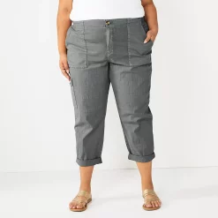 Plus Size Sonoma Goods For Life® Cargo Utility Capri Pants -SONOMA Store 5927176 Dark Gray