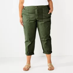 Plus Size Sonoma Goods For Life® Cargo Utility Capri Pants -SONOMA Store 5927176 Olive
