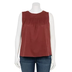 Plus Size Sonoma Goods For Life® Yoke Front Tank -SONOMA Store 5953566 Maroon