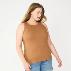 Plus Size Sonoma Goods For Life® High Neck Layering Tank -SONOMA Store 5955408 Brown