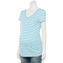 Maternity Sonoma Goods For Life® Essential V-Neck Tee -SONOMA Store 6120474 Blue White Stripe