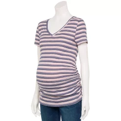 Maternity Sonoma Goods For Life® Essential V-Neck Tee -SONOMA Store 6120474 Multi Stripe